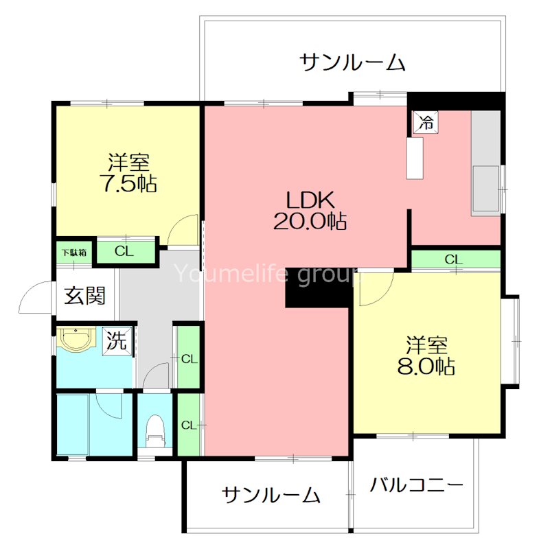 戸塚区矢部町マンション 3F号室 間取り