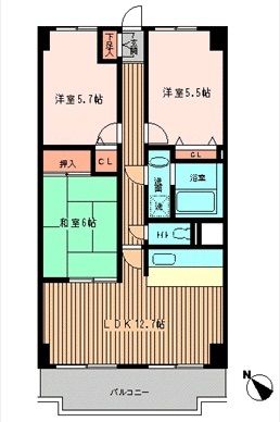 南藤沢AFビル 703号室 間取り