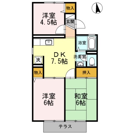 サンヒルズ西山 C102号室 間取り