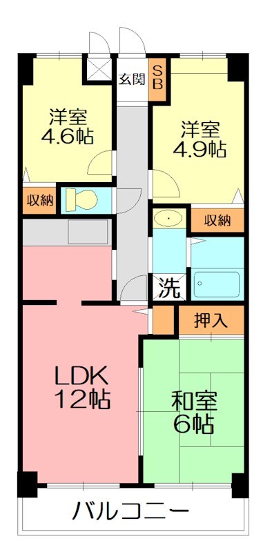 エルメゾン 103号室 間取り