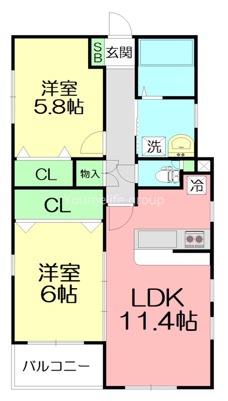 リバレイン 101号室 間取り