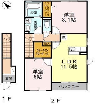 アミティエ　A棟 203号室 間取り