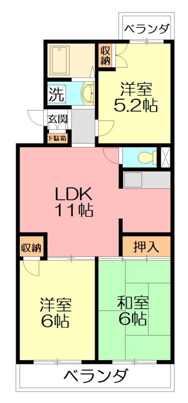 グレイスコート 405号室 間取り