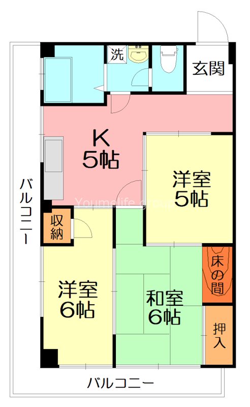 コーポ常楽 302号室 間取り