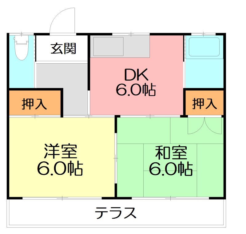 小川アパート 102号室 間取り