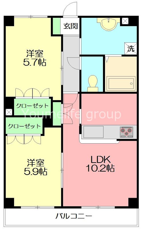 オーシャンメゾン 303号室 間取り