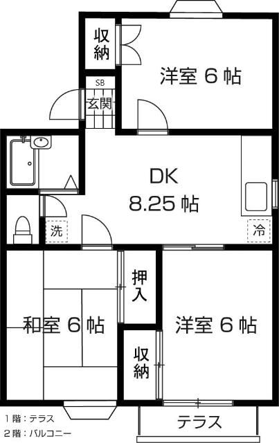 メンバーズタウン厚木A棟 102号室 間取り
