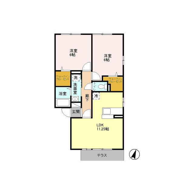 プレミアムコート 102号室 間取り