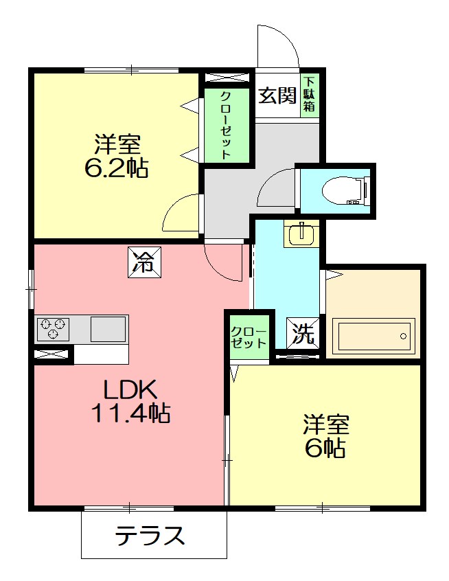 リベルテ　Ｂ 102号室 間取り