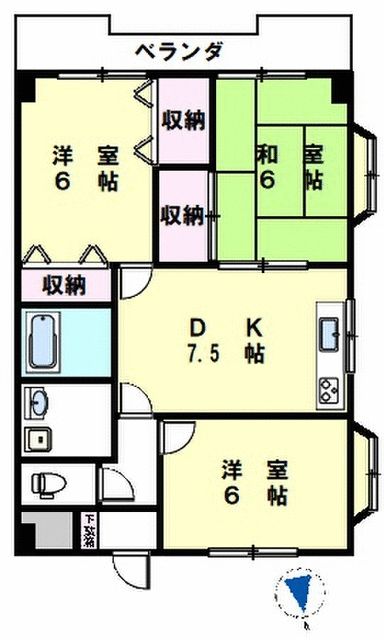 ドエル厚木 303号室 間取り