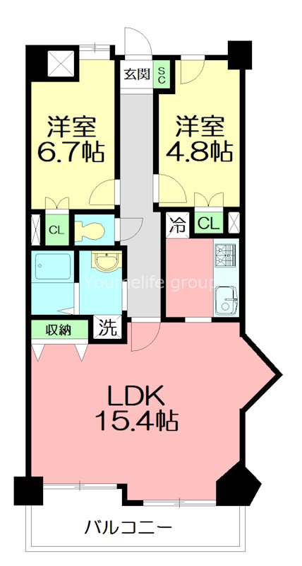 クレール矢沢 602号室 間取り