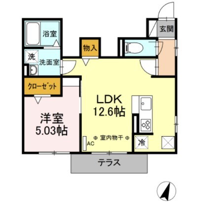 カサベルテ 101号室 間取り