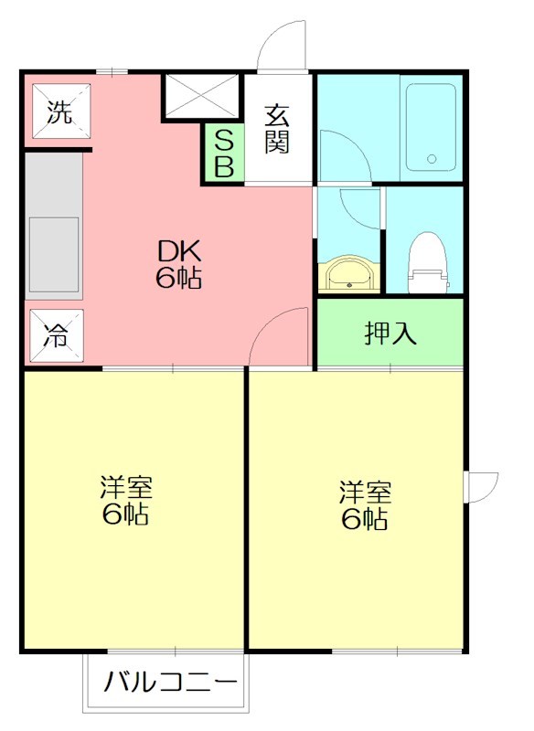 ディアコート開成ⅡA棟 206号室 間取り