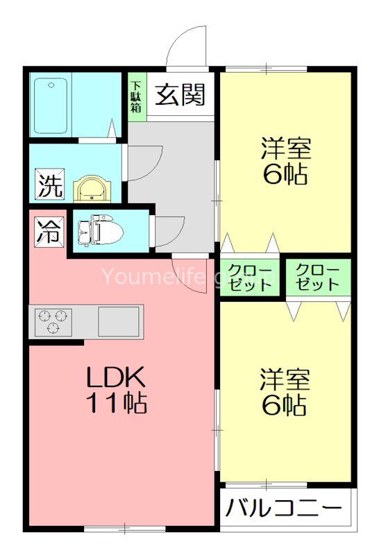 ブルーコート 202号室 間取り