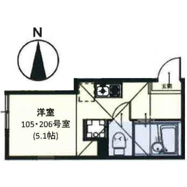 プライムテラス東海大学前 Ⅲ 206号室 間取り