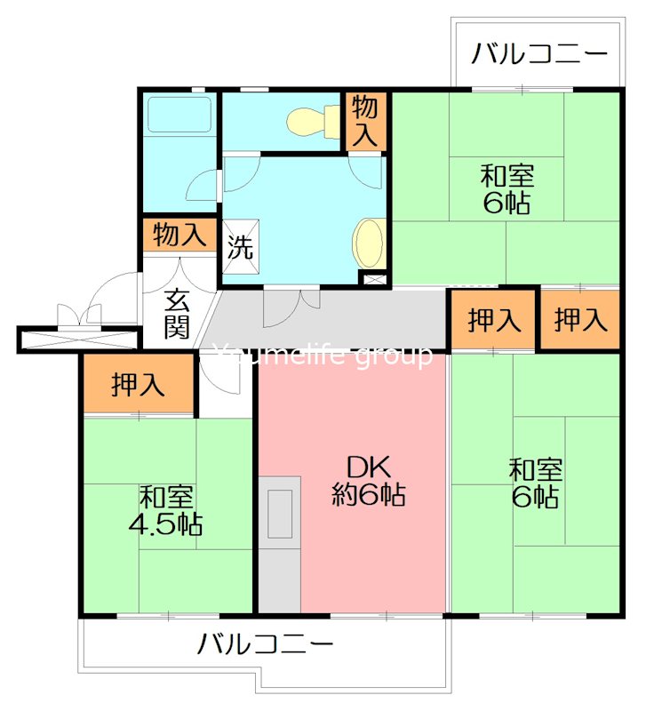 鳶尾団地（２街区） 501号室 間取り