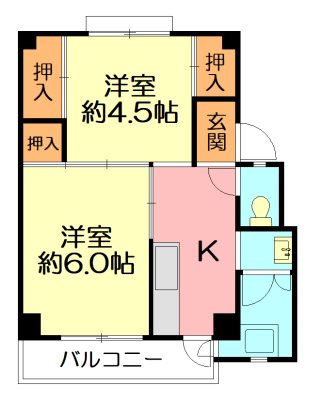 ビレッジハウス愛川1号棟 506号室 間取り
