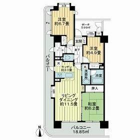 レクセルプラザ本厚木 7F号室 間取り