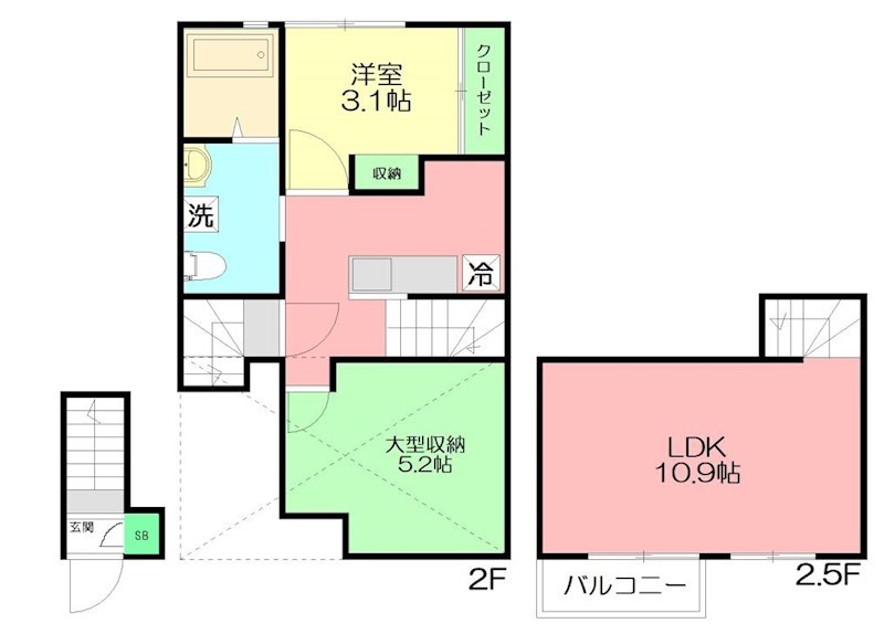 CASCADE SHINMACHI（カスケードシンマチ） 202号室 間取り