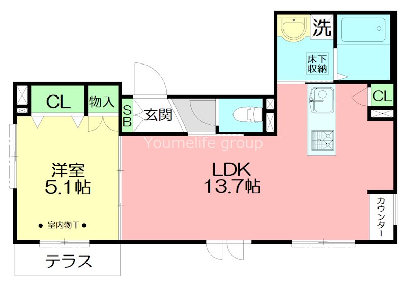 メゾンクレール 101号室 間取り