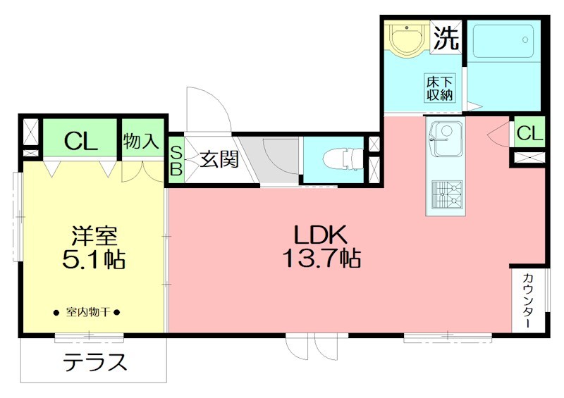 メゾンクレール 101号室 間取り