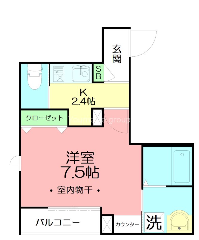 メゾンクレール 202号室 間取り