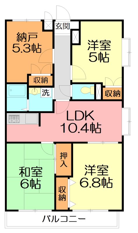 グランエイト総合公園 601号室 間取り