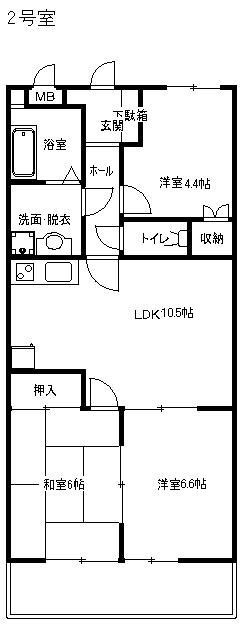サントルベガ 102号室 間取り