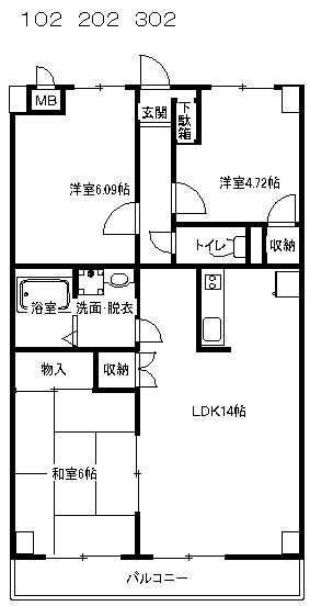 プロミネント  102号室 間取り