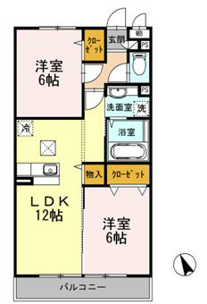 グランドソレイユ 206号室 間取り