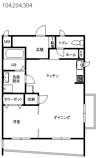 Kスクエア 304号室 間取り