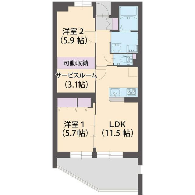 シャトーエミール 503号室 間取り