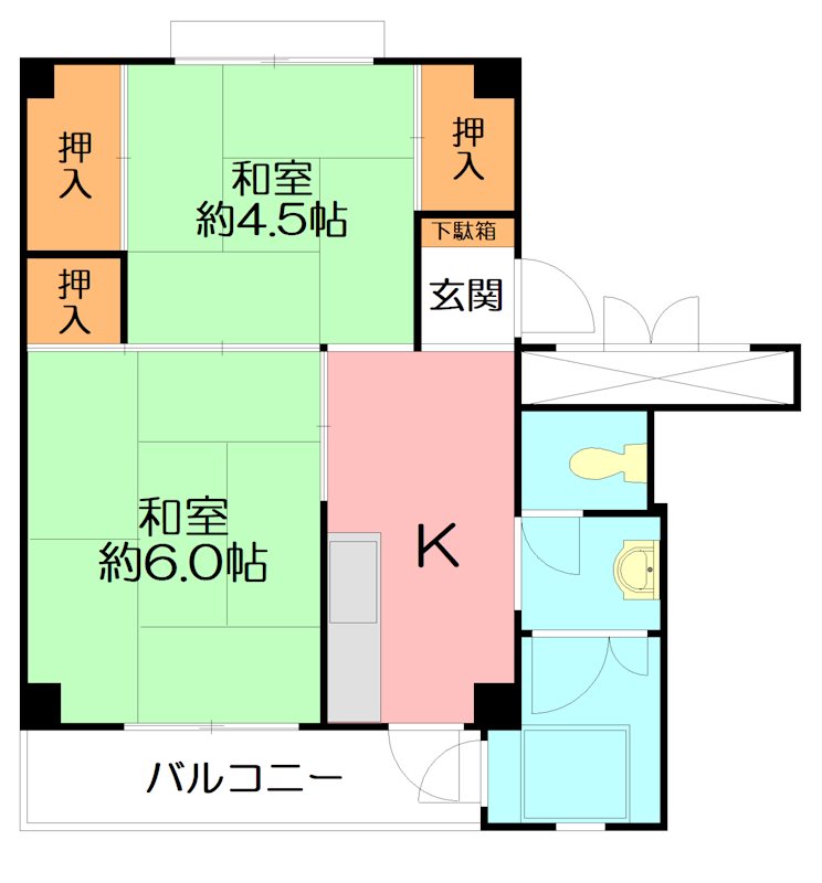 ビレッジハウス戸川１号棟  0406号室 間取り