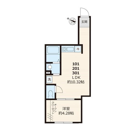 Ｅｒｆｏｌｇ東成瀬 101号室 間取り
