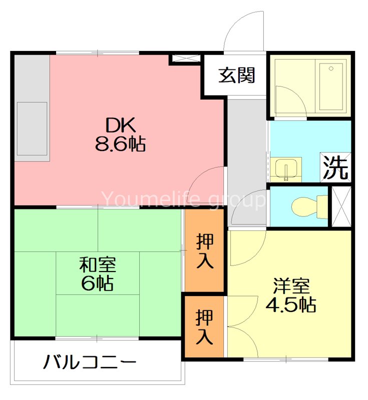 高砂ボーヌング 306号室 間取り