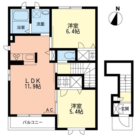 アンソレイエ 201号室 間取り