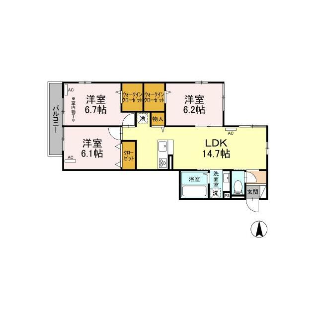 COCO東海岸 302号室 間取り