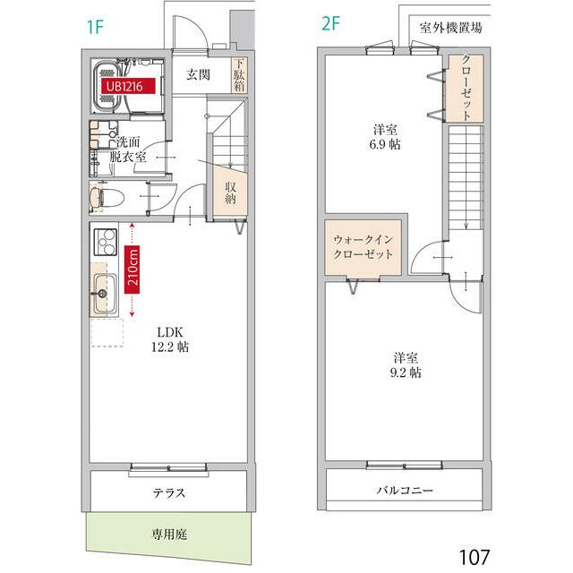 ＬＡＭＩＮＡ東海岸 107号室 間取り