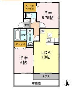 south wind Ⅱ 101号室 間取り