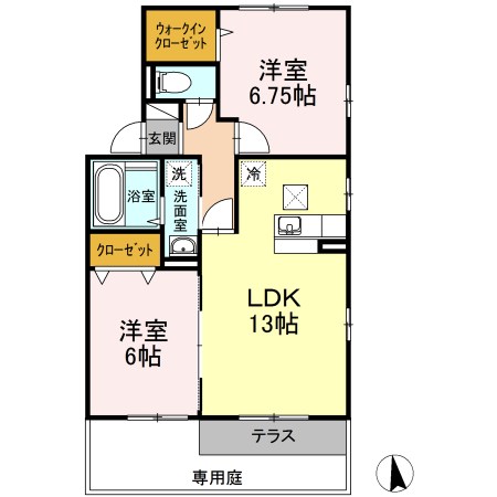 ｓｏｕｔｈ ｗｉｎｄ Ⅱ 101号室 間取り