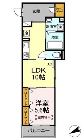 D-room surfside k2 301号室 間取り