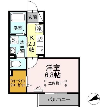 D-room surfside k2 303号室 間取り