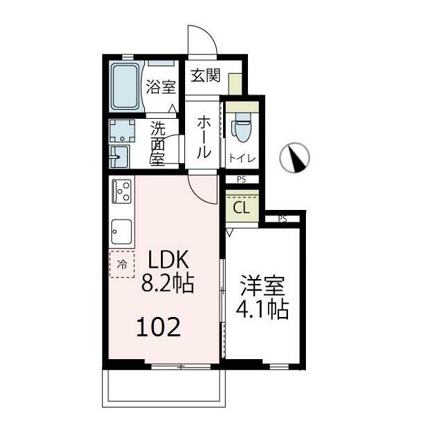 Ｔｅｔｏ－Ｌａｔｔｅ　Ⅰ 102号室 間取り