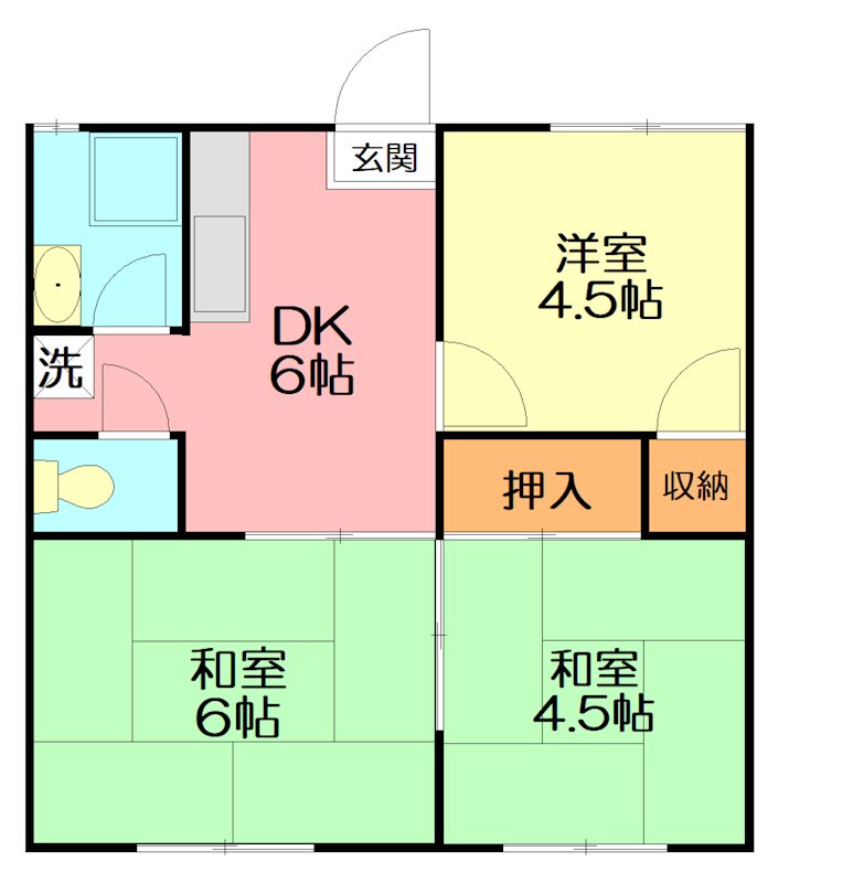 ハイツ下原Ａ棟 202号室 間取り