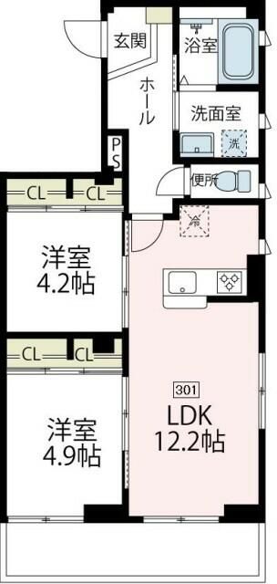 リストーロ．K 301号室 間取り
