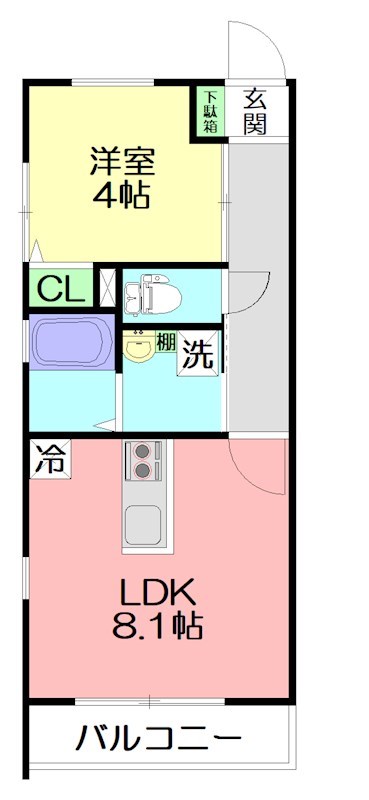 Glandear鎌倉(グランディア鎌倉) 304号室 間取り