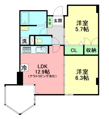 アネーロ上粕屋 502号室 間取り