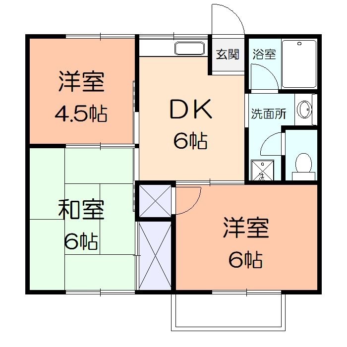 ａｐａｒｔｍｅｎｔ　ＨＯＳＯＮＯ 102号室 間取り