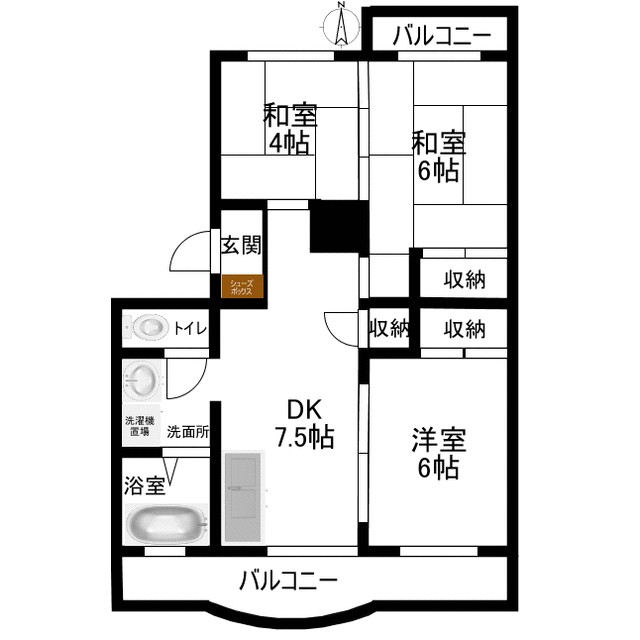 宮ノ脇マンション 402号室 間取り