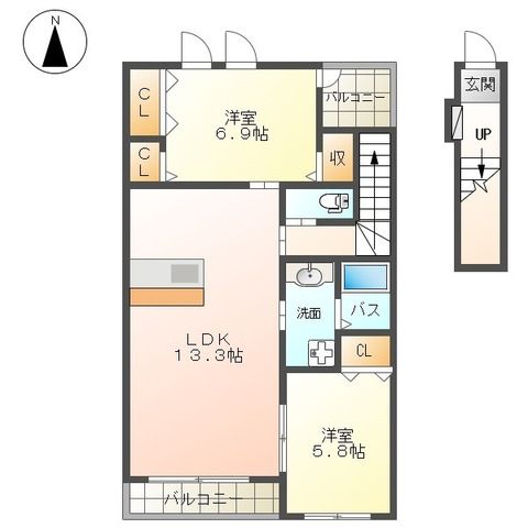 グラン コタン 205号室 間取り